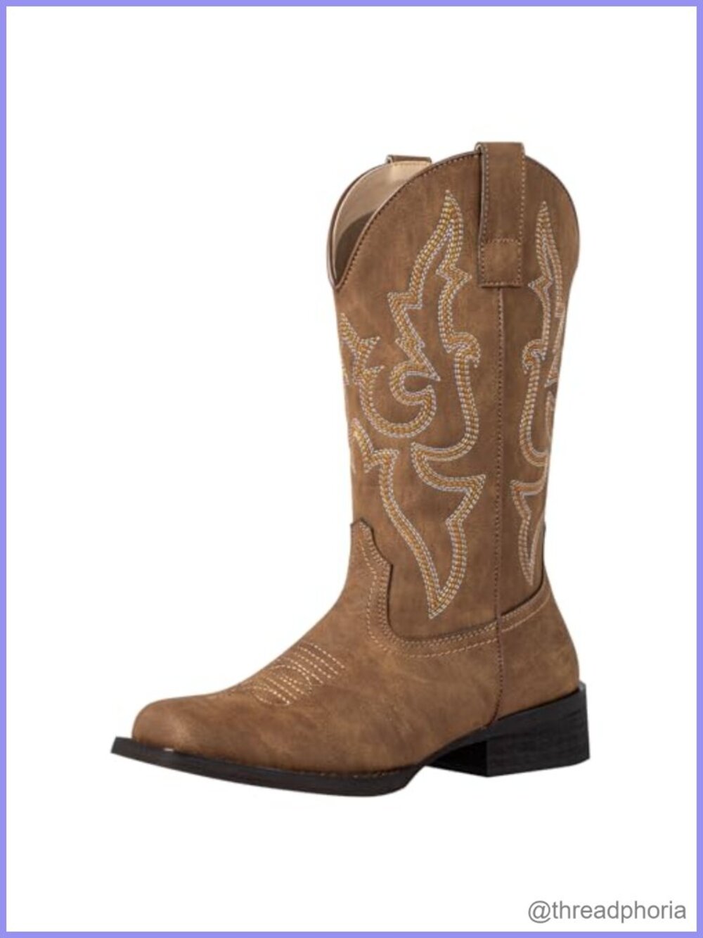 Faux Leather Square Toe Cowboy Boots Wide Calf Mid-Calf Western